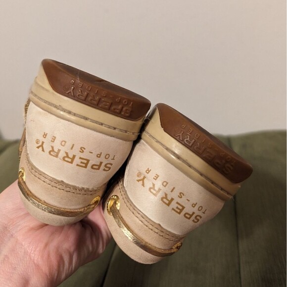 SPERRY Angelfish Sequin Slip On Tan Leather Loafers Boat Shoes Moccasins - Picture 11 of 12